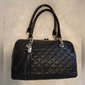 Calvin Klein Black Quilted Shoulder Bag with Silver Hardware